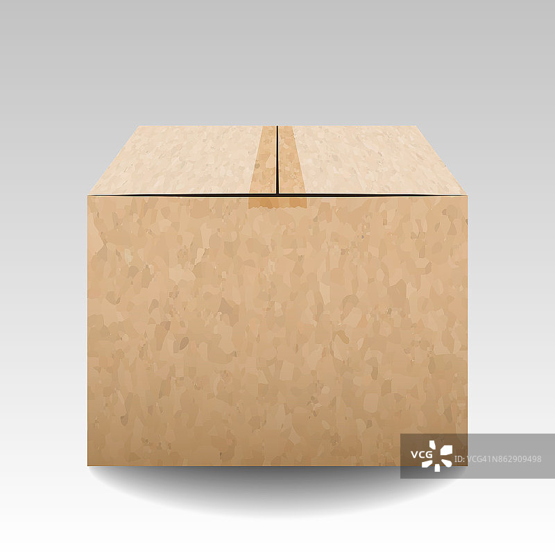 棕色纹理封闭纸箱交付包装盒孤立在灰色背景。矢量图图片素材