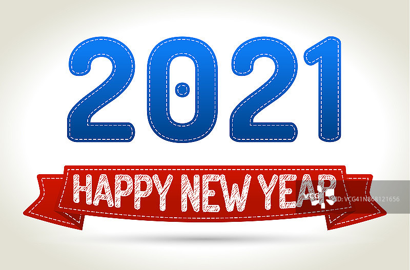 2021 -新年快乐-红色丝带与光影背景。图片素材