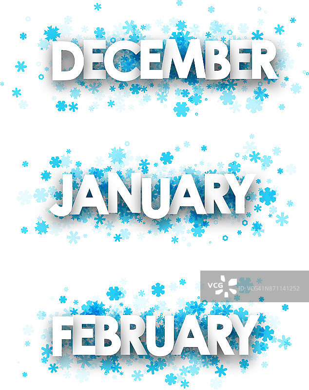 冬天一月、二月、十二月的横幅。图片素材