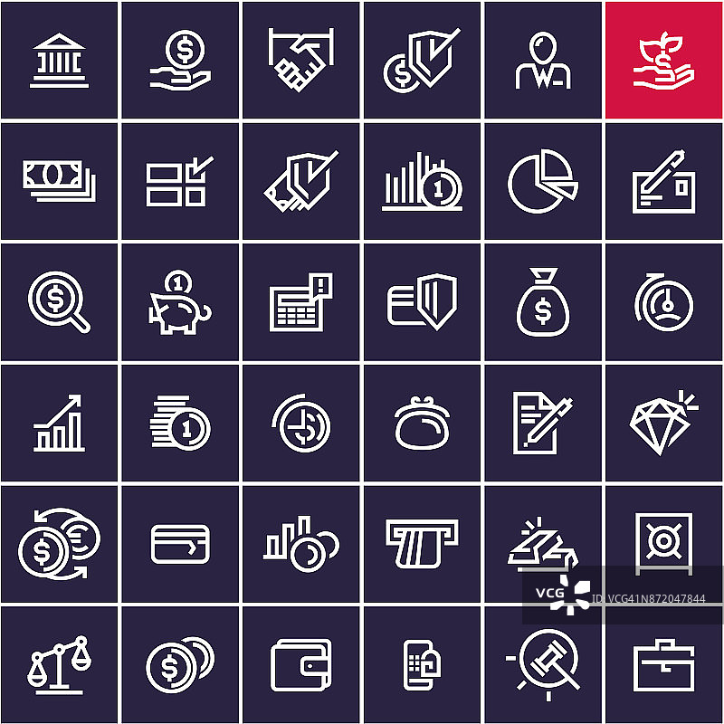 行网页图标集，货币和金融图标，业务图片素材