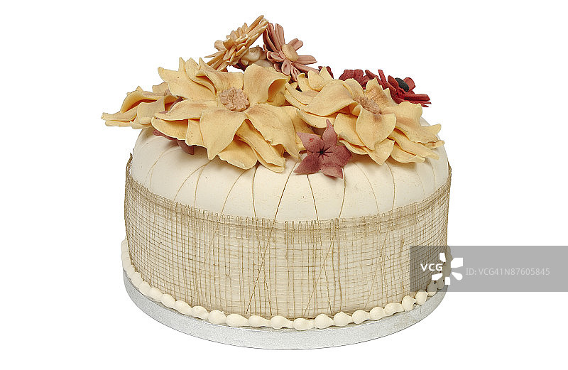 白色背景下蛋糕的特写镜头图片素材