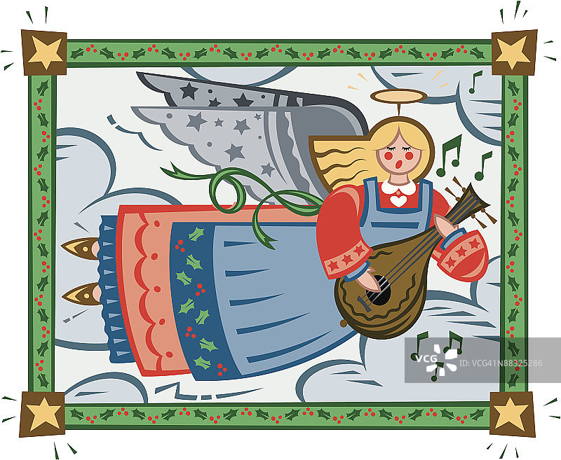 民间艺术天使分组元素色彩Illustrator Ver. 5 '歌曲的季节'圣诞传统。图片素材