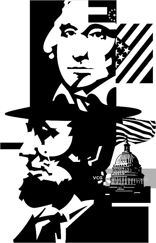 林肯，华盛顿和国会大厦，蒙太奇图片素材