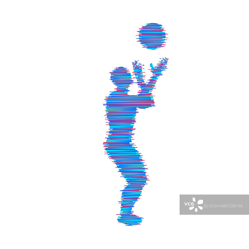 有球的篮球运动员。运动的象征。矢量插图。图片素材