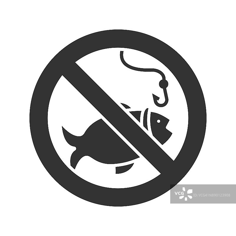禁止标志与鱼的图标图片素材