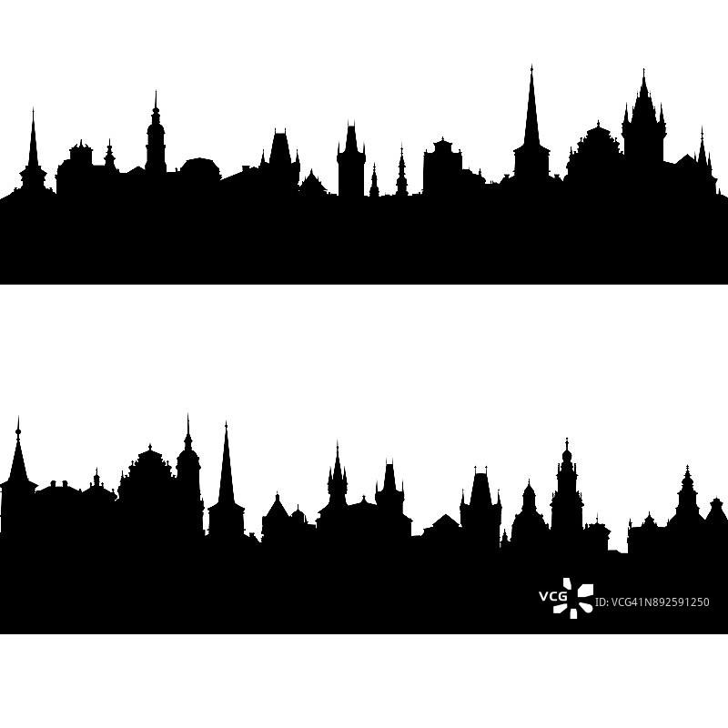 欧洲城市的矢量剪影图片素材