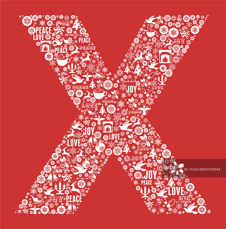 字母X圣诞假日庆祝矢量图标模式图片素材