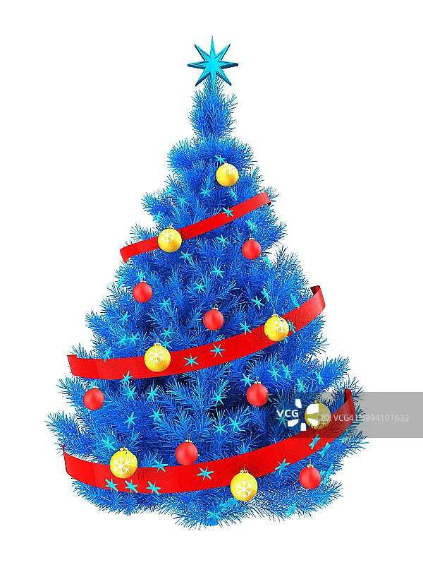 3d蓝色圣诞树图片素材