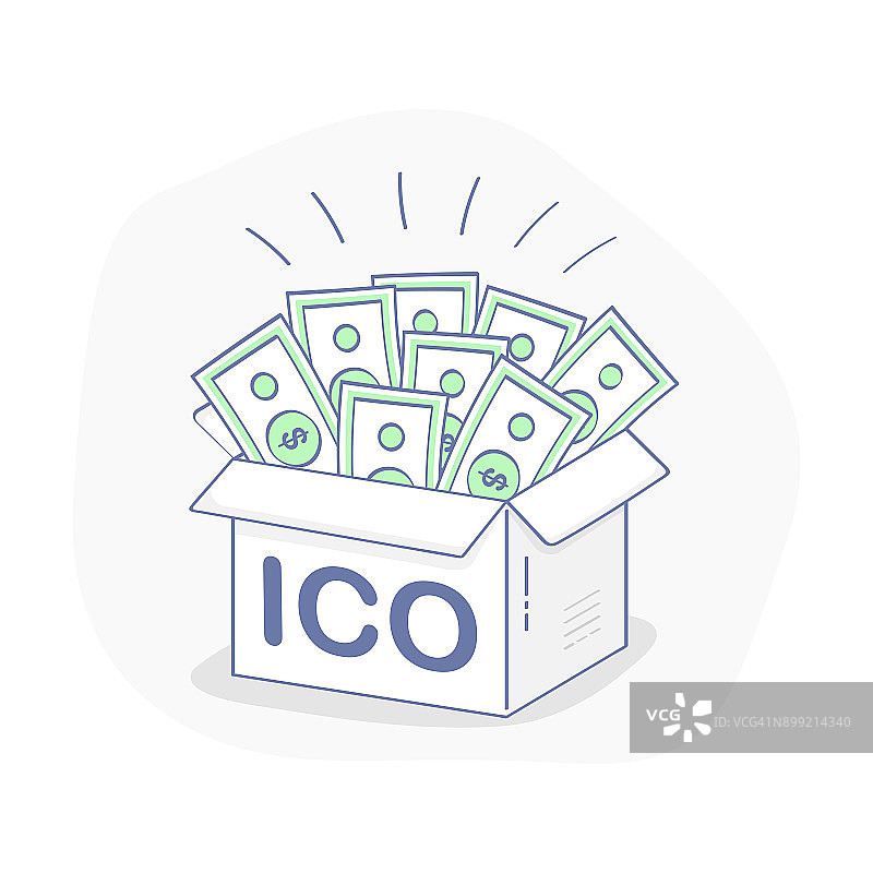 区块链ICO，首次代币发行启动-矢量插图图片素材