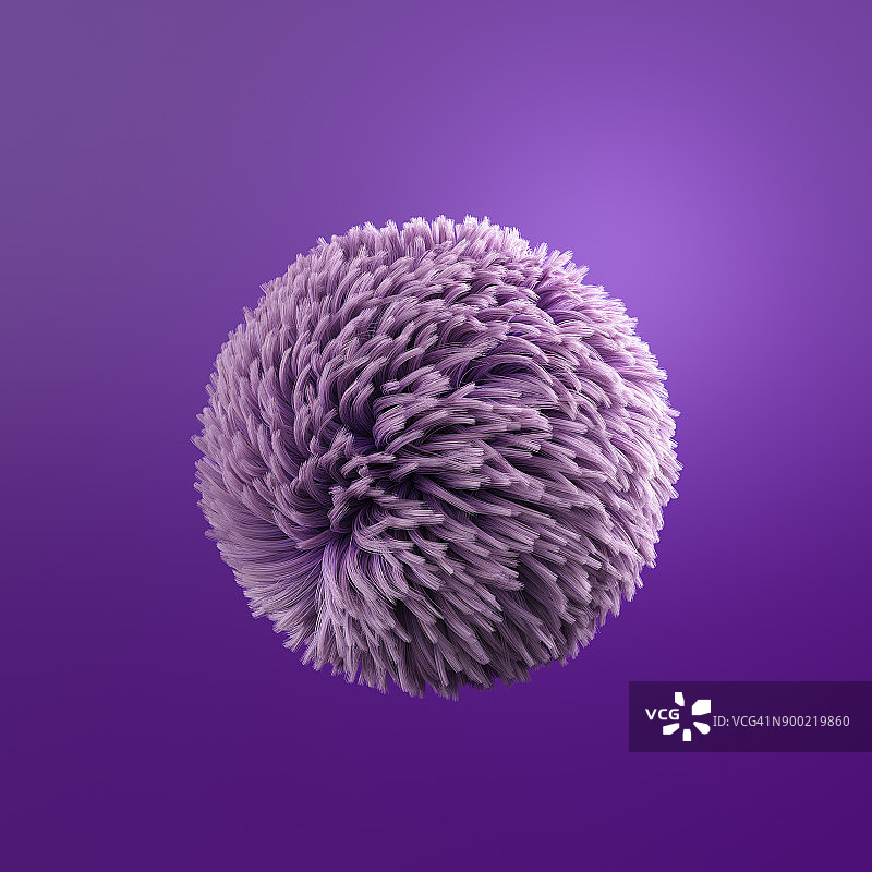 毛茸茸的紫色球，3d渲染图片素材