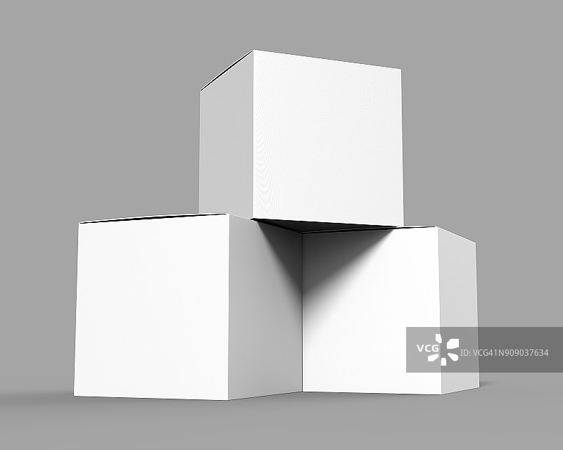 空白白色立方体产品包装纸盒。3 d渲染插图。图片素材
