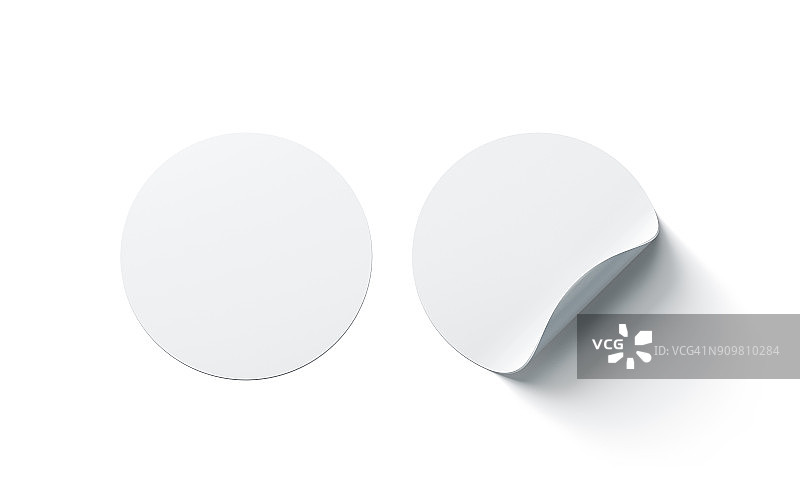 空白白色圆形不干胶贴纸模拟弯曲的角落图片素材