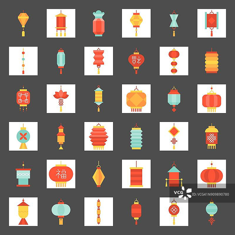 各种风格的中国新年灯笼图片素材