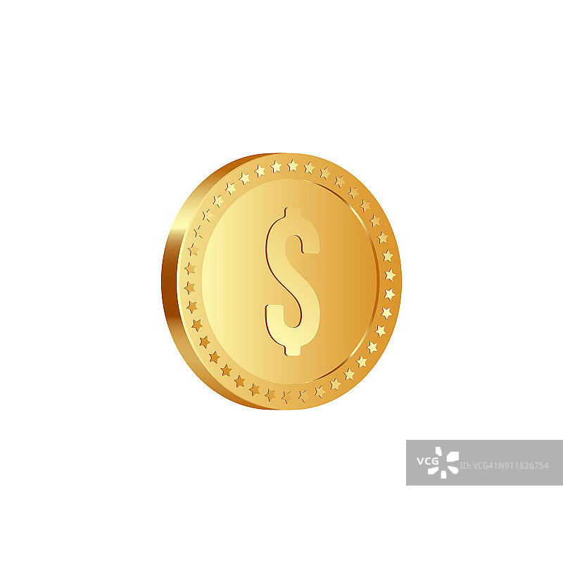 黄金金属美元硬币。图片素材