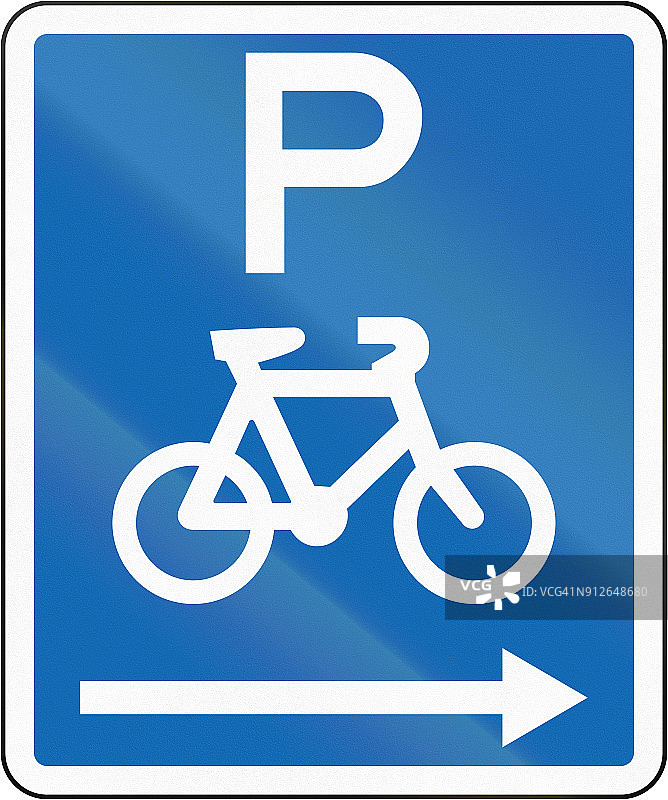 新西兰道路标志-自行车停放在这个标志的右边图片素材