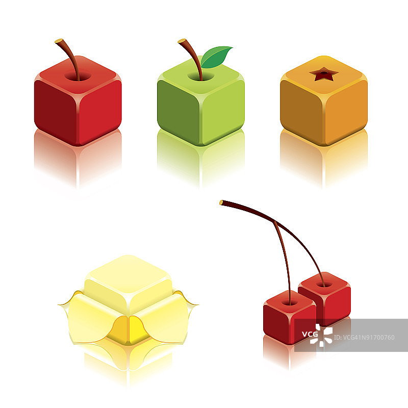 可爱方块世界系列-可爱方块水果图片素材