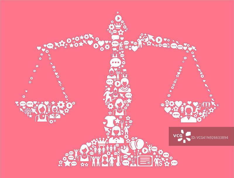 正义平衡妇女权利和女孩权力的图标模式图片素材