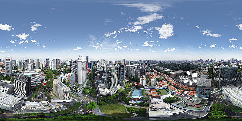 新加坡乌节路上空360度空中全景图图片素材