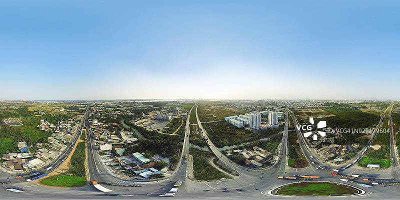 越南胡志明市第二区新开发区360°鸟瞰图图片素材