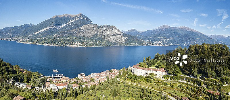 意大利科莫湖美景鸟瞰图图片素材
