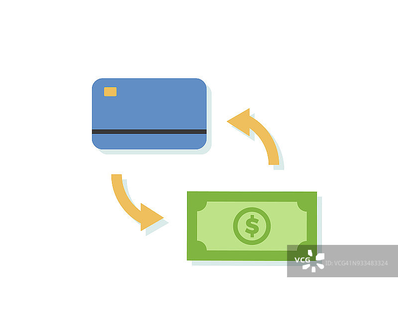 使用信用卡或借记卡图标支付。与金钱和金融相关的矢量设计图片素材