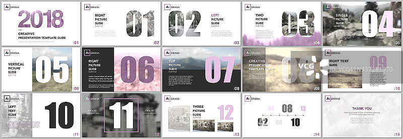 演示模板。2018年日历计划。白色背景上的粉色元素。宣传册封面矢量设计。用于传单、传单、小册子、报告、市场营销的演示幻灯片。图片素材