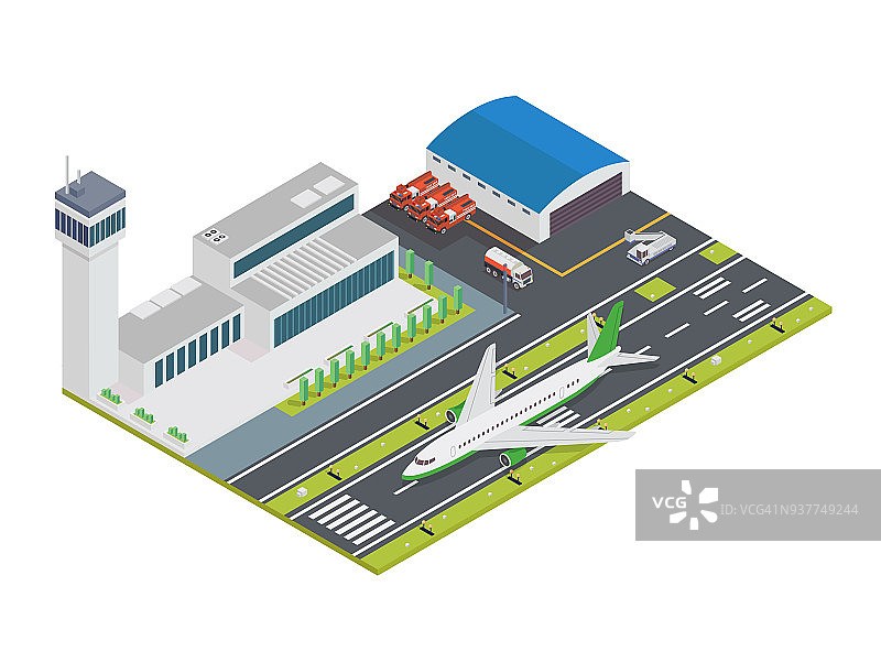现代城市机场航站楼等距图图片素材