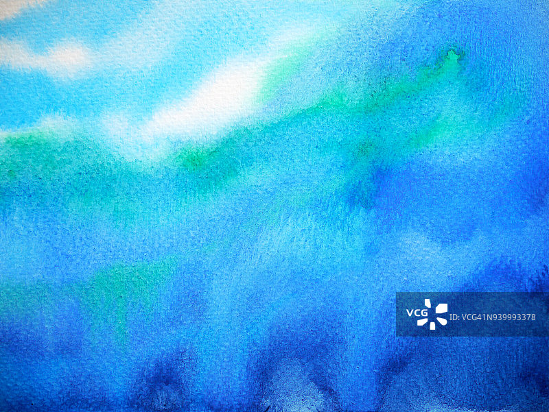 抽象的深蓝色天空水海水海浪水彩画插图设计手绘图片素材