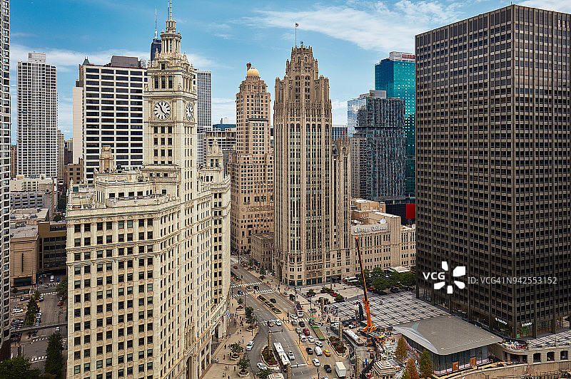 芝加哥市中心鸟瞰图图片素材