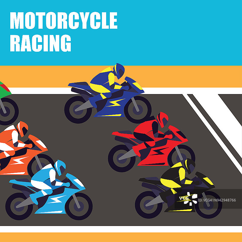 摩托车比赛海报及横幅。矢量图图片素材
