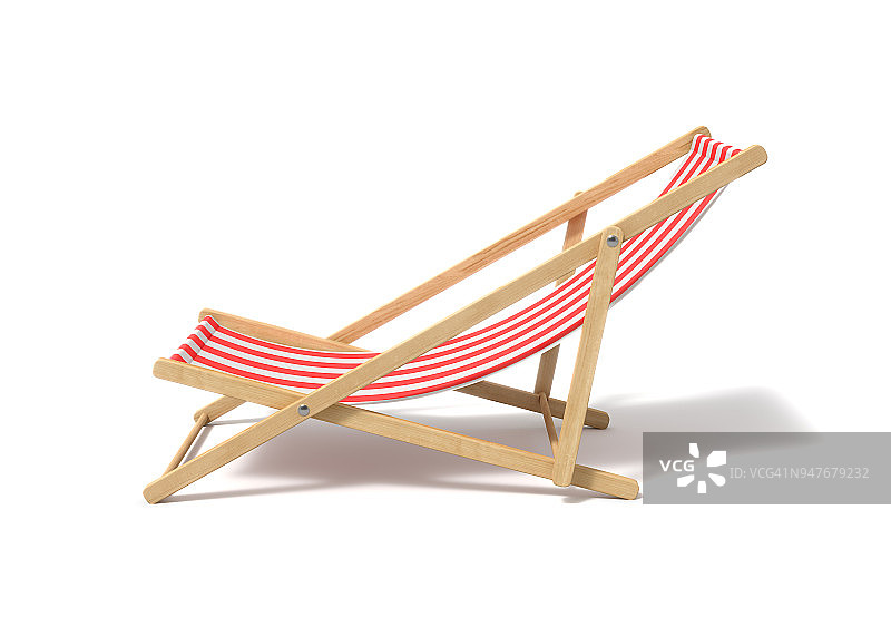 一个白色背景上孤立的白色红色躺椅的3d渲染图片素材