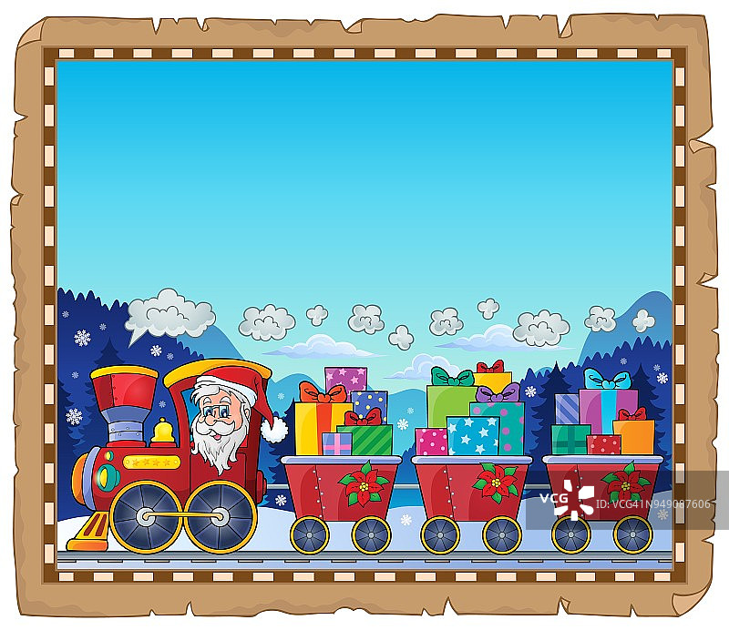 羊皮纸与圣诞火车主题3图片素材
