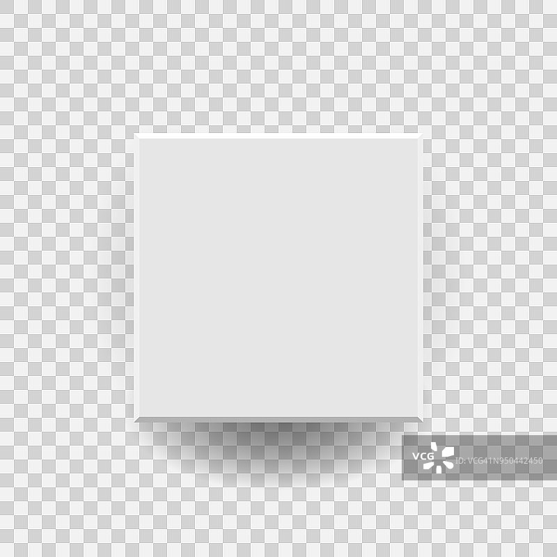 白色空白包装纸箱矢量图标在平面风格。在孤立的背景上的3d盒包插图。方形纸立方概念。图片素材