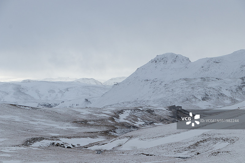 在前往维克市的途中，冰岛南部默达尔斯冰川的部分雪山图片素材