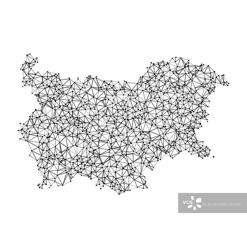 保加利亚地图网络黑白图片素材