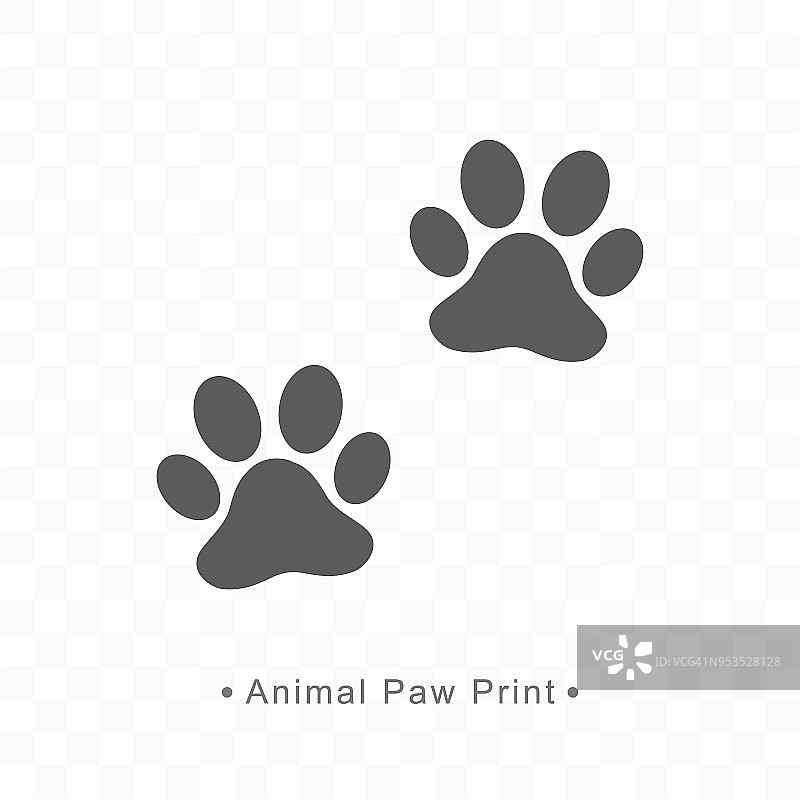 动物爪印图标矢量插图上透明的背景。图片素材