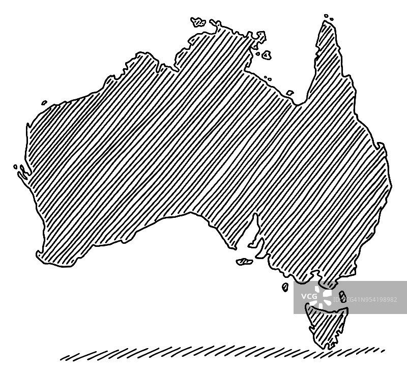 手绘澳洲地图草图图片素材