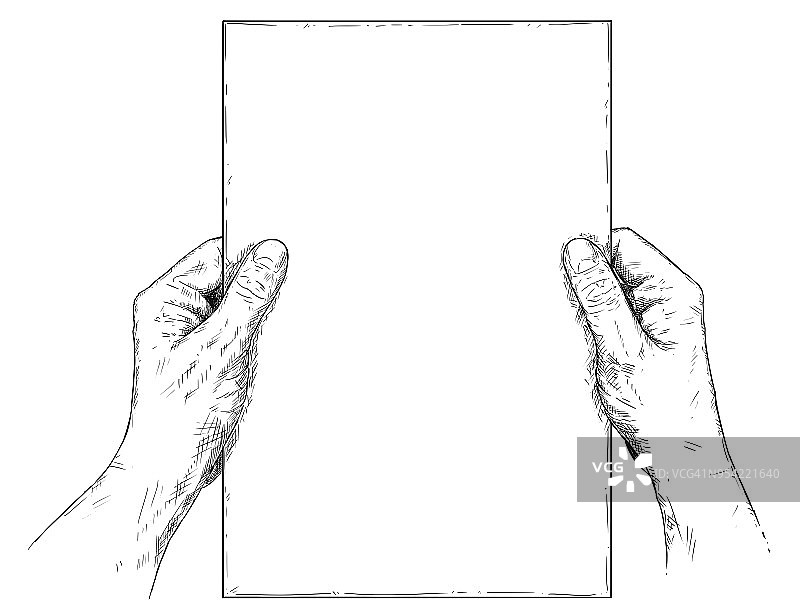 矢量艺术插图或绘图的手持有空白纸图片素材