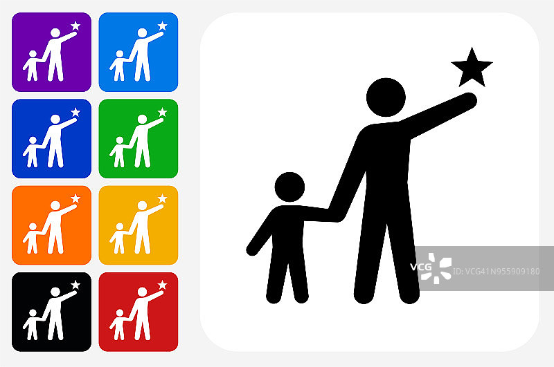 儿童和教师图标方形按钮设置图片素材