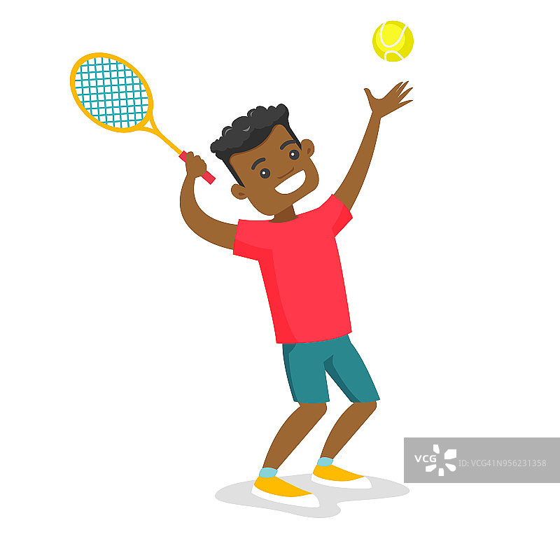 黑人网球运动员打网球图片素材
