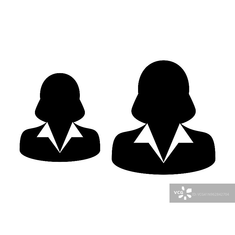 Hr图标矢量女性群体人物符号化身，用于企业团队管理的平面彩色象形文字图片素材