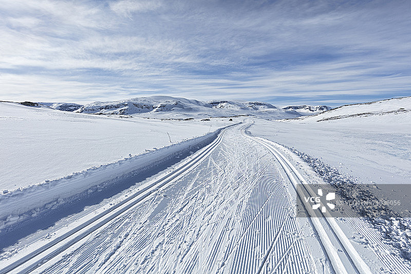 越野滑雪天堂装饰滑雪道hallingskarvet_norway图片素材