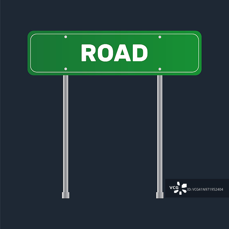 街的迹象。道路绿色矢量标志。箭头空白符号图片素材