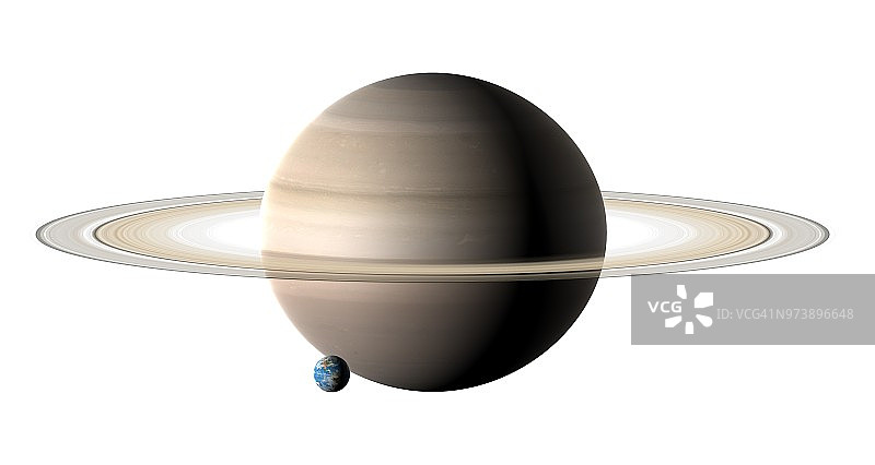 地球和土星的对比，插图图片素材