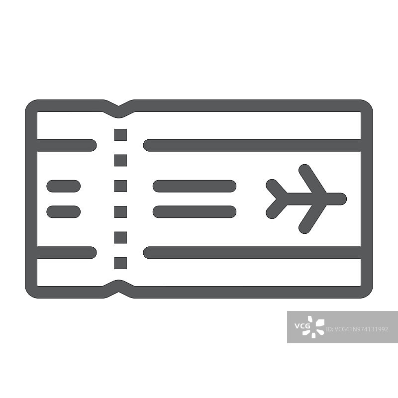 机场票线图标，旅游和旅游，航空公司标志矢量图形，白色背景上的线性图案，eps 10。图片素材