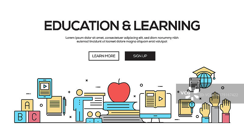 教育与学习平面网页横幅设计图片素材
