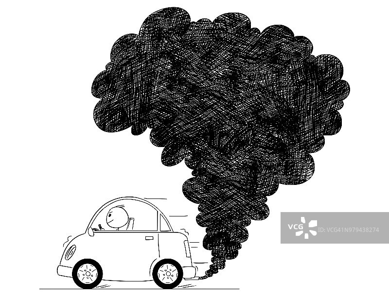 汽车空气污染矢量画图插图图片素材