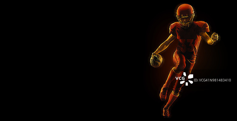 以深红色为背景的美式足球运动员图片素材