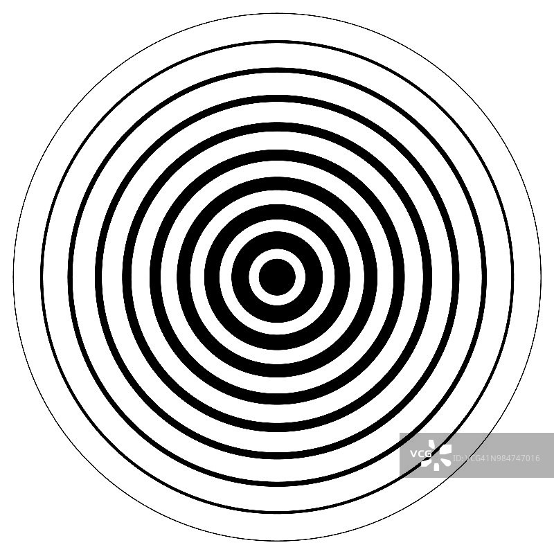 黑色辐射同心圆在白色背景上图片素材