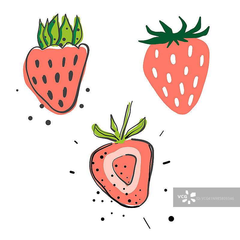 草莓的铅笔素描图片素材